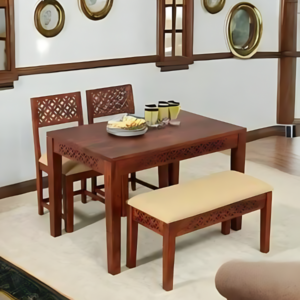 Solid Wood 3 Seater Dining Set (Finish Color -Provincial Teak