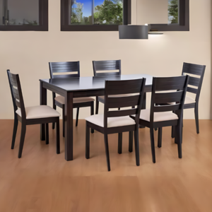 6-Seater Dining Set with Chairs - Brown