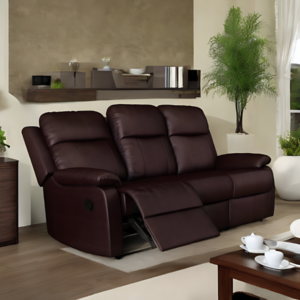 3 Seater Sofa with 2 Recliners (Brown)