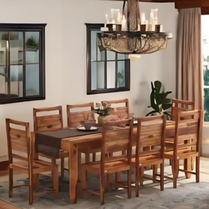 Solid Wood 8 Seater Dining Set (Finish Color -Walnut)