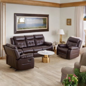 Leather 3+1+1 Seater Recliner Set - Brown