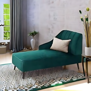 Fabric Living Room Chaise Lounge with Nail Head Trim 2 Seater Sofa (Cyan Green)
