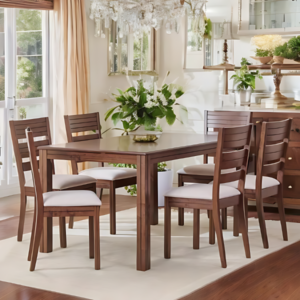 6-Seater Dining Set with Chairs - Brown
