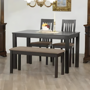 3-Seater Dining Set with Chairs and Bench - Brown