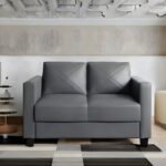 Leatherette 2 Seater Sofa (Finish Color - Nimbus Grey, Knock Down)