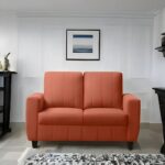 Fabric 2 Seater Sofa (Finish Color - Ember Orange, Knock Down)