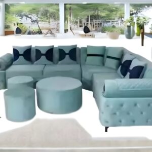 Fabric 7 Seater Sofa (Finish Color - BLUE)