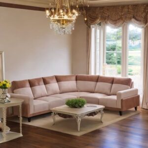 Fabric 2+1+1+2 Seater Sectional Sofa Set L shape - Beige