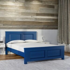 Solid Wood king Bed Without Storage (Blue)